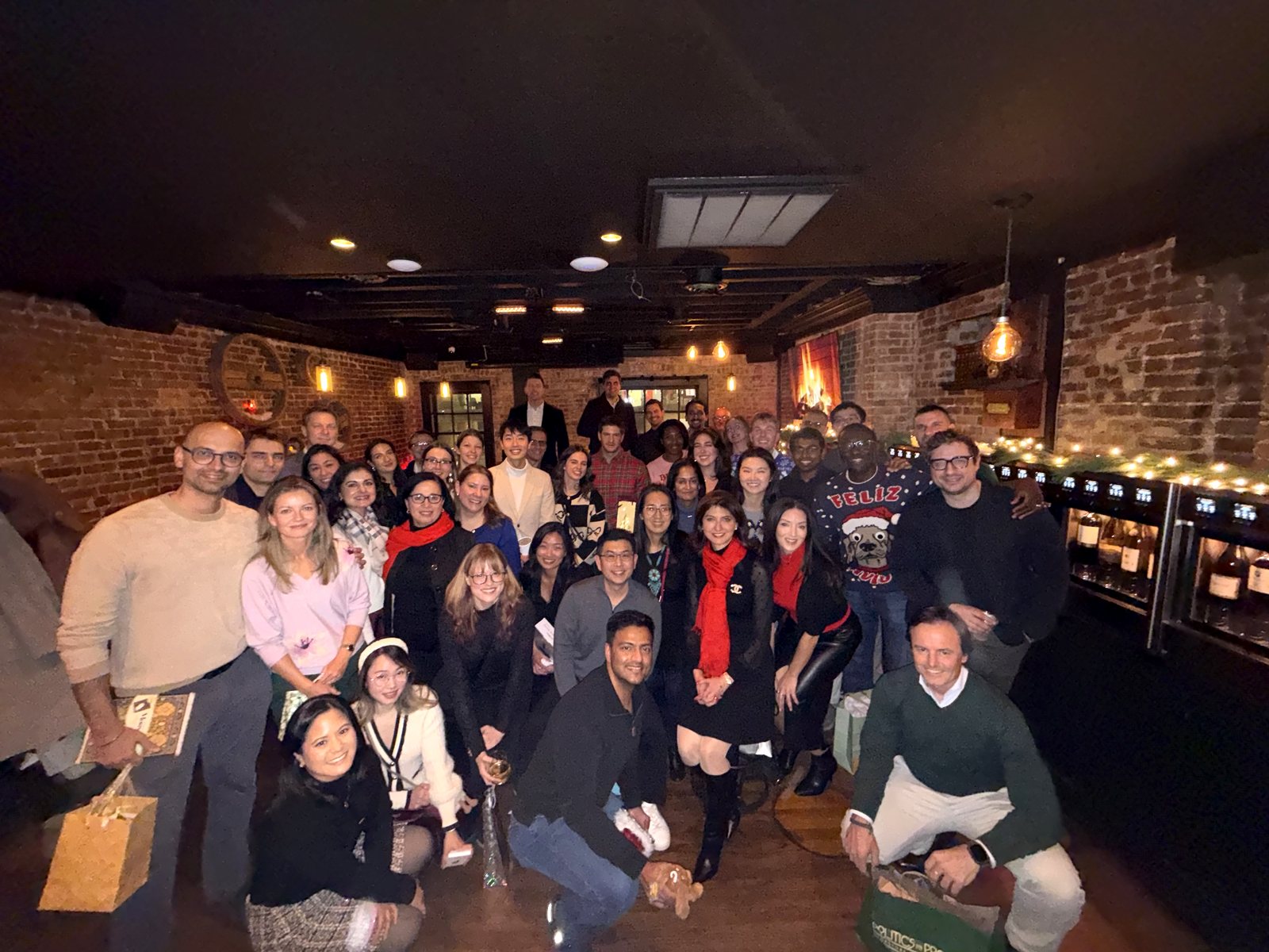 A large corporate group at a private event in Nero's wine bar